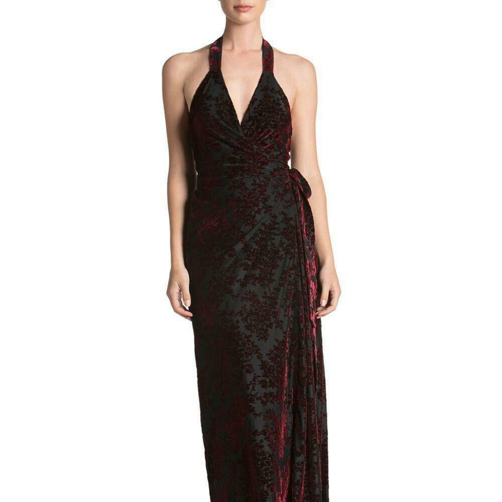 Dress the Population Black Velvet Wrap Dress NWT Size XL - Picture 3 of 11